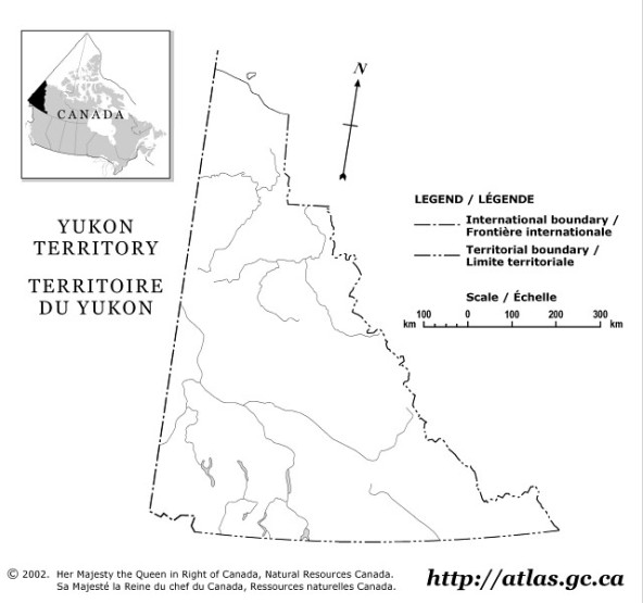 blank map of Yukon territory, YK outline map