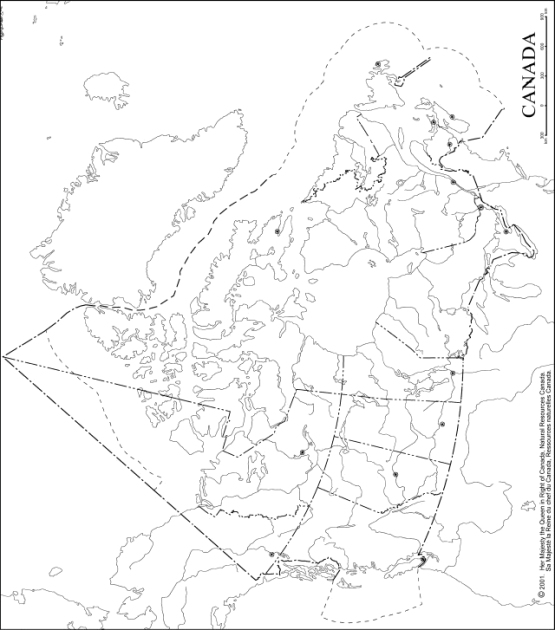 outline map of Canada provinces, CAN government map