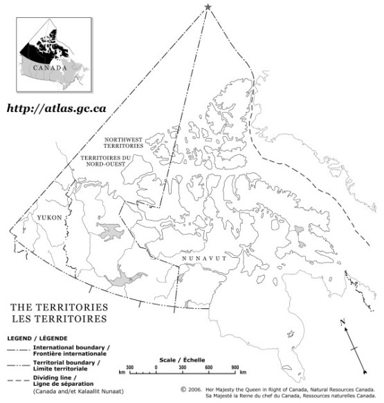 outline map of Northern Canada territories, NT government map
