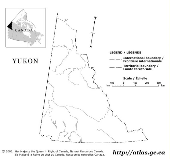 outline map of Yukon territory, YK government map