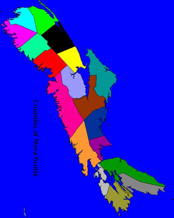 political map of Nova Scotia province, NS color map
