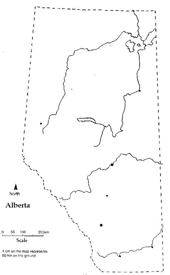 printable map of Alberta province, AB black and white map