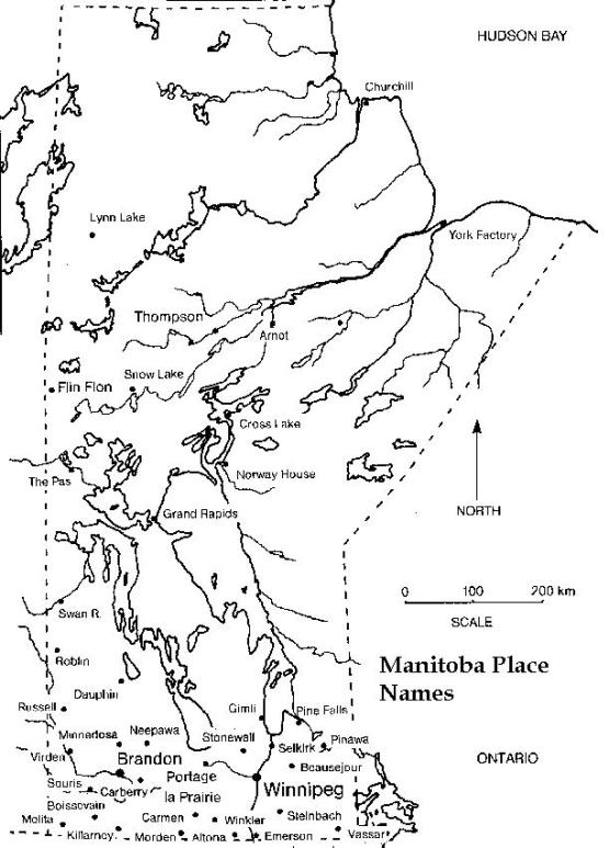 printable map of Manitoba province, MB black and white map