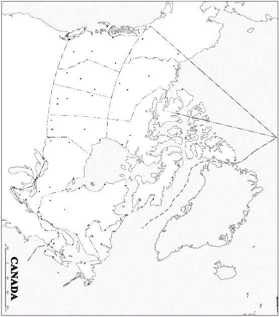 printable map of Canada provinces, CAN black and white map