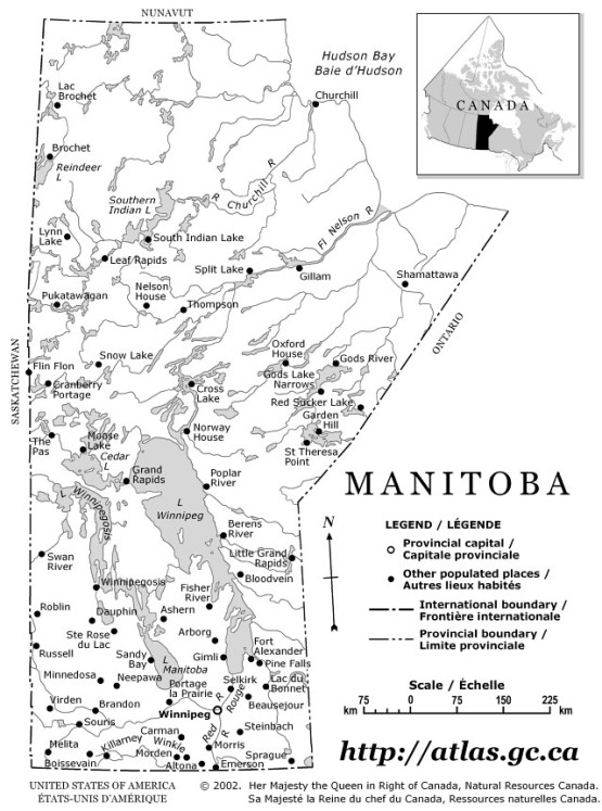 reference map of Manitoba province, MB government map