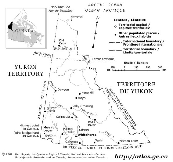 reference map of Yukon territory, YK government map
