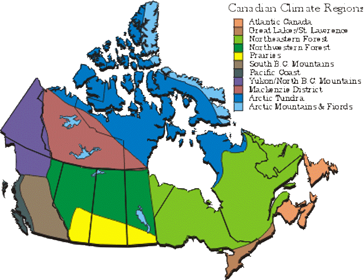 thematic map of Canada provinces, CAN climate map