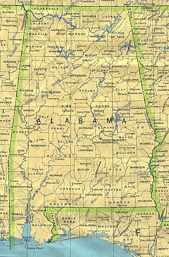 base map of Alabama state, AL reference map