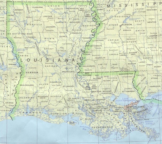 base map of Louisiana state, LA reference map