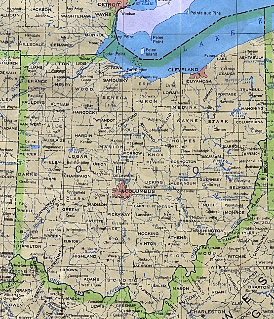 base map of Ohio state, OH reference map