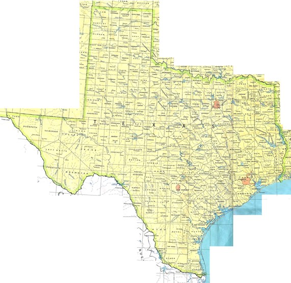 base map of Texas state, TX reference map