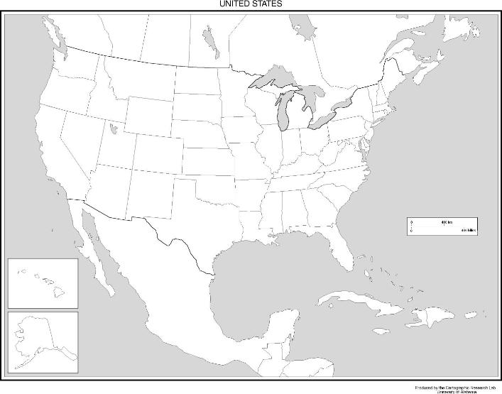 blank map of United States states, USA outline map