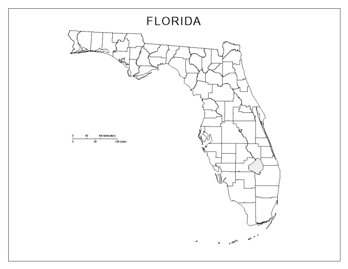 blank map of Florida state, FL county map