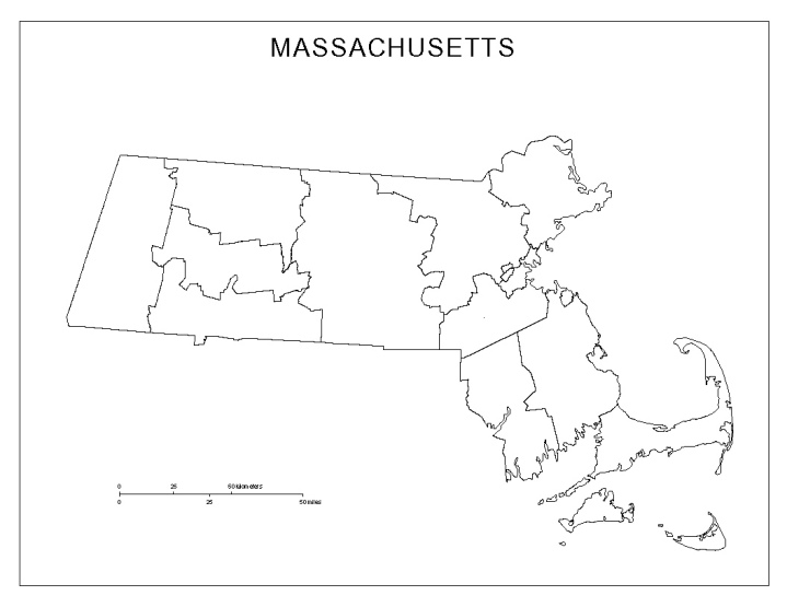 blank map of Massachusetts state, MA county map