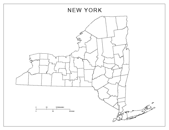 blank map of New York state, NY county map