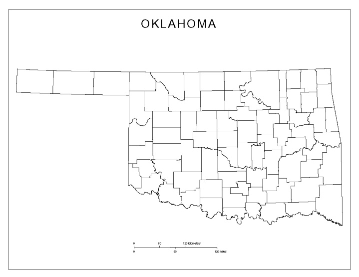 blank map of Oklahoma state, OK county map