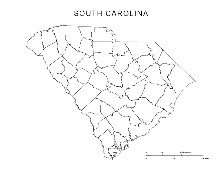 blank map of South Carolina state, SC county map