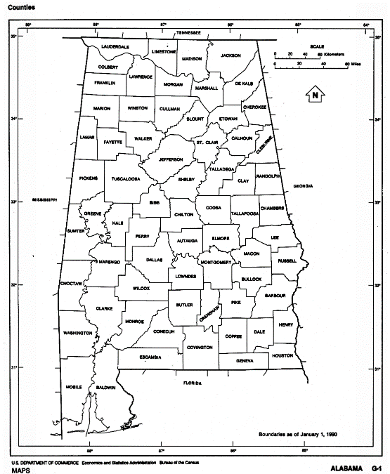 free map of Alabama state, AL outline map
