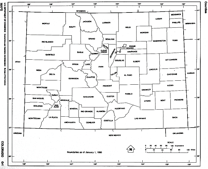 free map of Colorado state, CO outline map