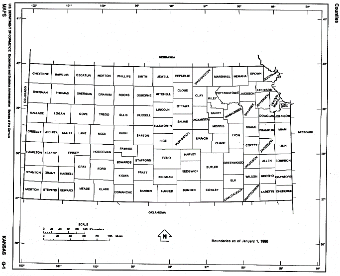 free map of Kansas state, KS outline map