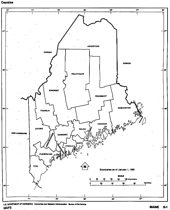 free map of Maine state, ME outline map