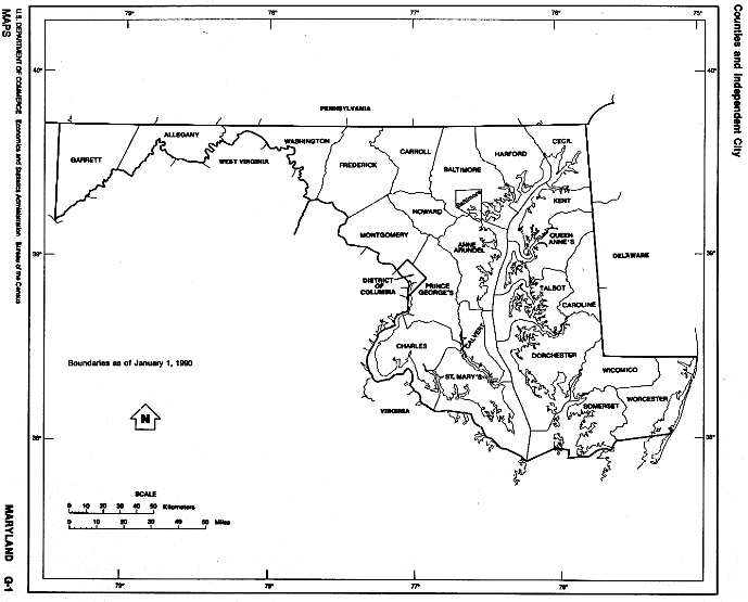 free map of Maryland state, MD outline map