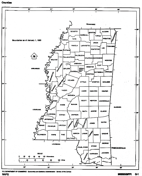 free map of Mississippi state, MS outline map