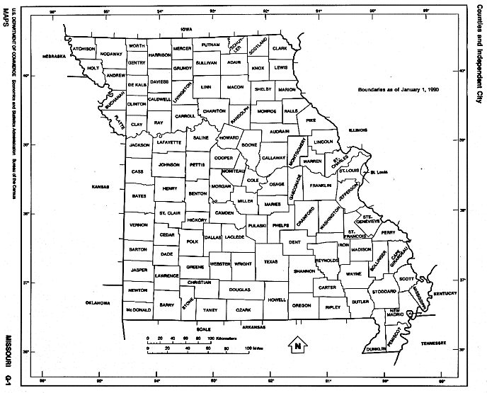 free map of Missouri state, MO outline map