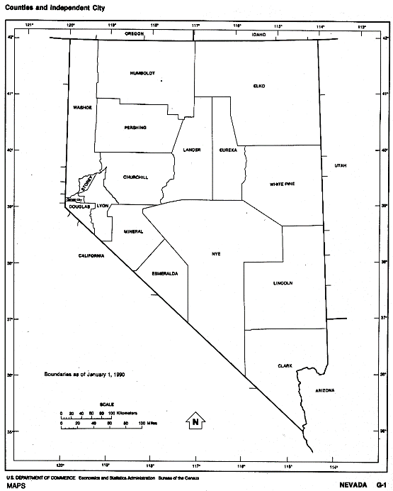 free map of Nevada state, NV outline map