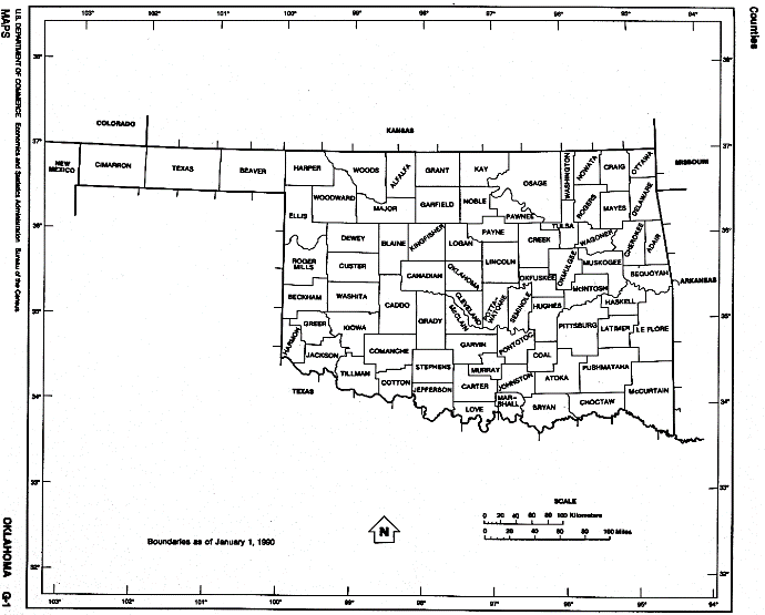 Oklahoma Free Map