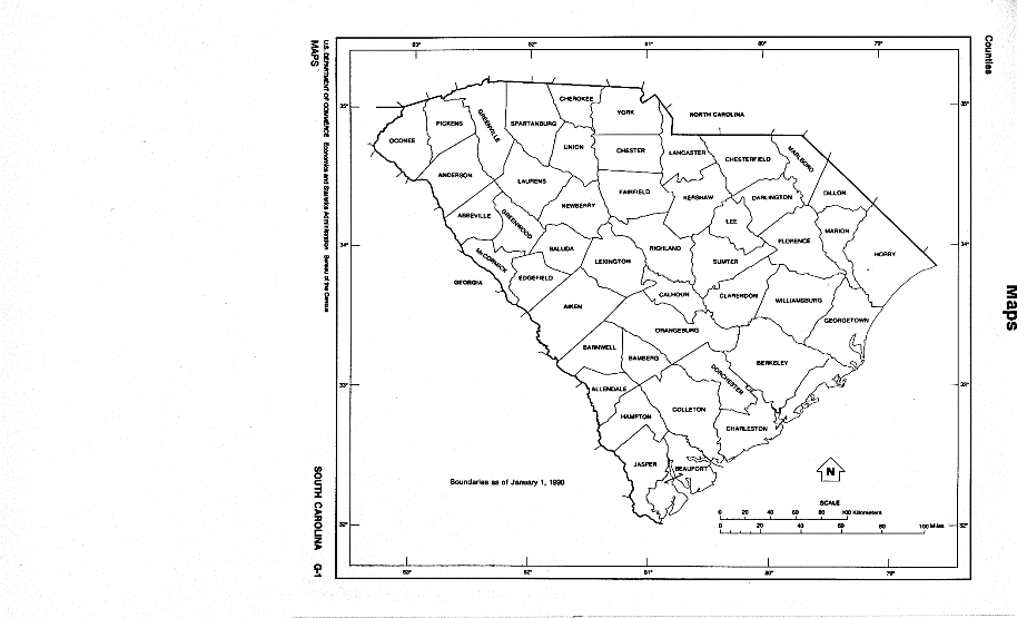 free map of South Carolina state, SC outline map