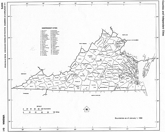 free map of Virginia state, VA outline map