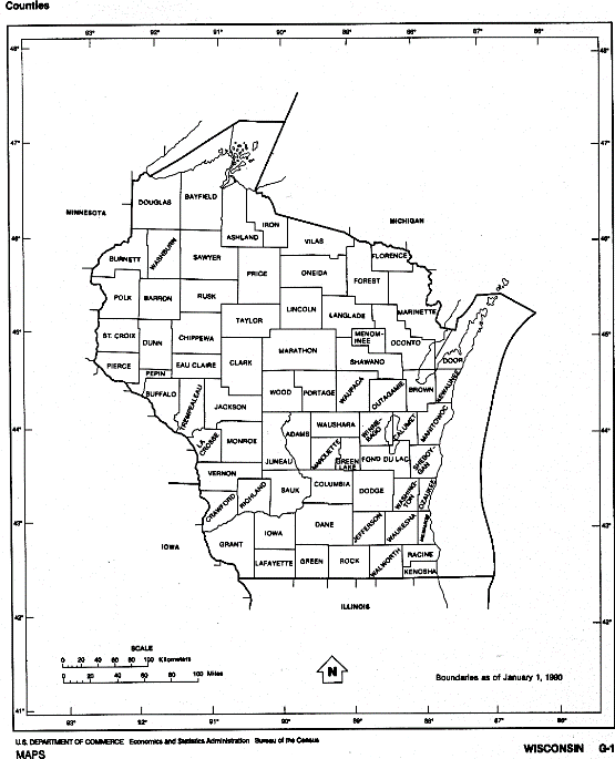 free map of Wisconsin state, WI outline map