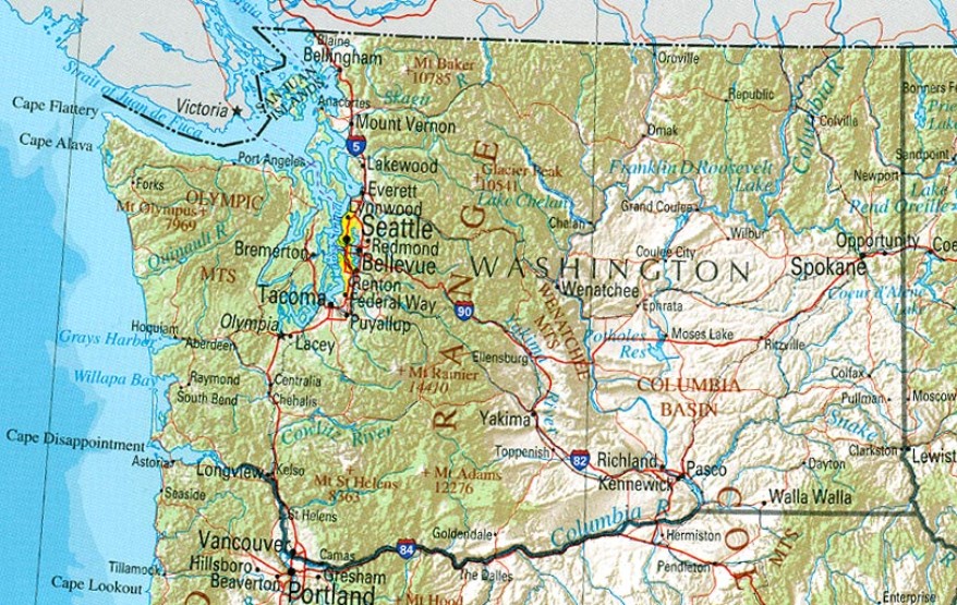 reference map of Washington state, WA geography map