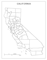 Blank county Map of CA State
