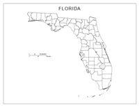 Blank county Map of FL State