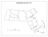 Blank county Map of MA State