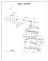 Labeled county Map of MI State