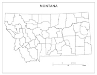Blank county Map of MT State