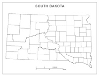 Blank county Map of SD State