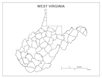 Blank county Map of WV State