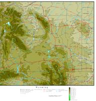 Elevation contour Map of WY State