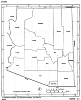 Free outline Map of AZ State