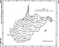 Free outline Map of WV State