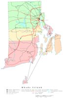 Printable political Map of RI State