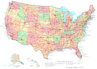 Printable color Map of USA States
