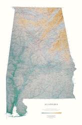 Buy map Alabama, Physical, laminated by Raven Press from Alabama Maps Store