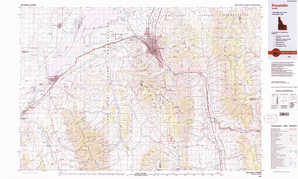 Pocatello 1:250,000 scale USGS topographic map 42112e1