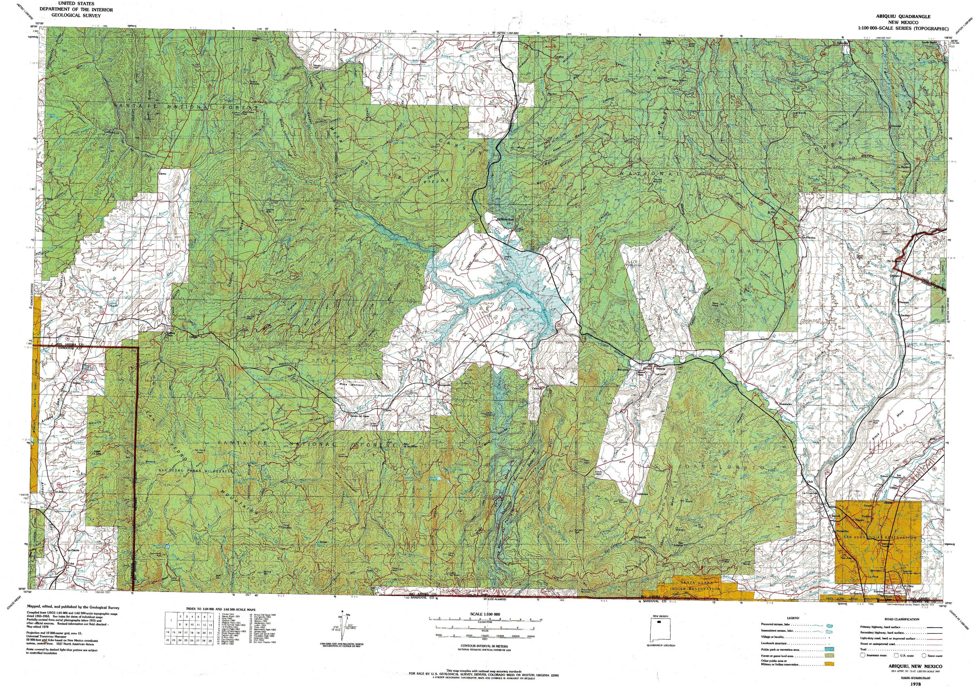 New Mexico USGS Topographic Map NAVAJO RESERVOIR 1980-100K 