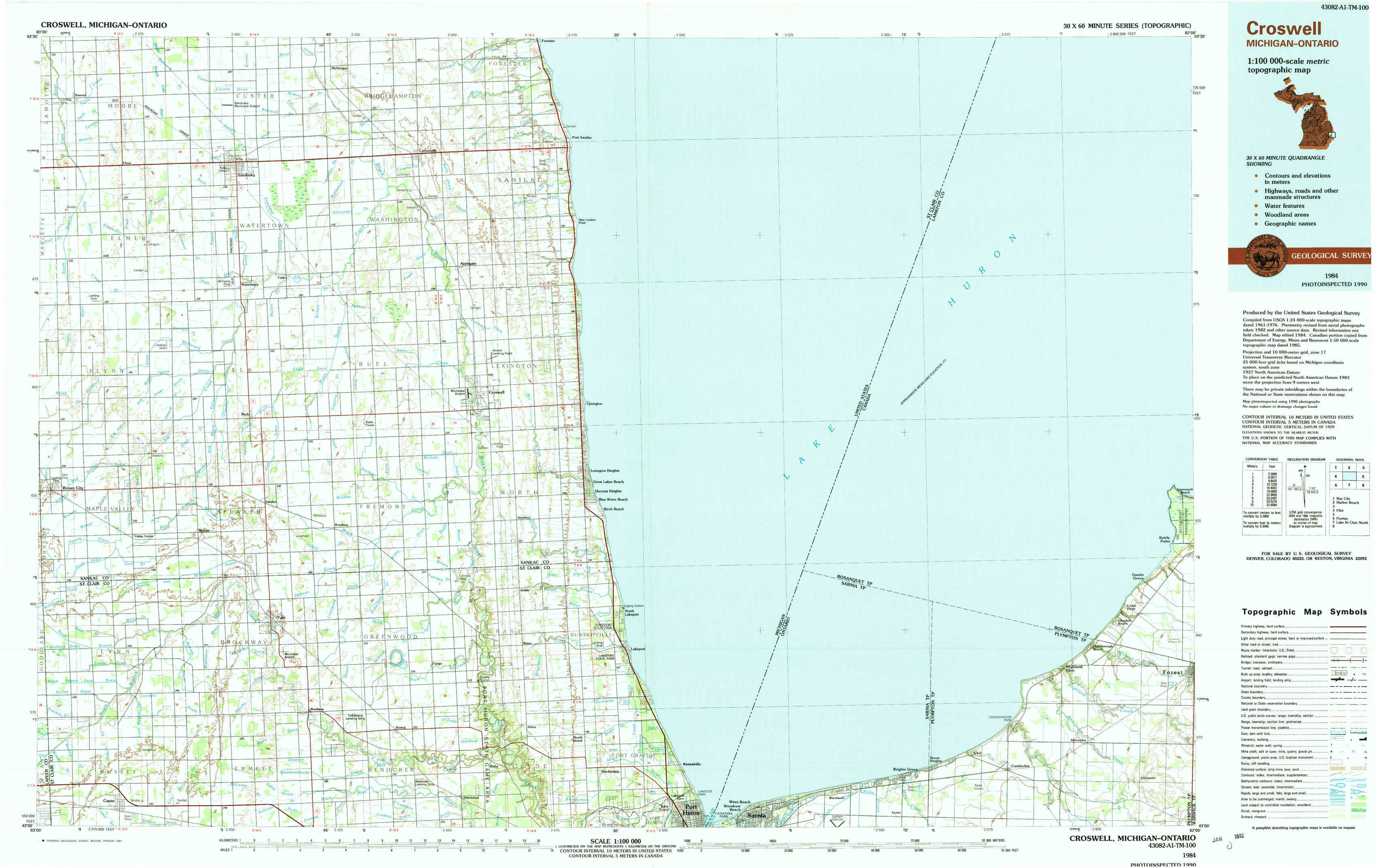 Details about   USGS Topographic Map  FLINT Michigan 1984-100K 